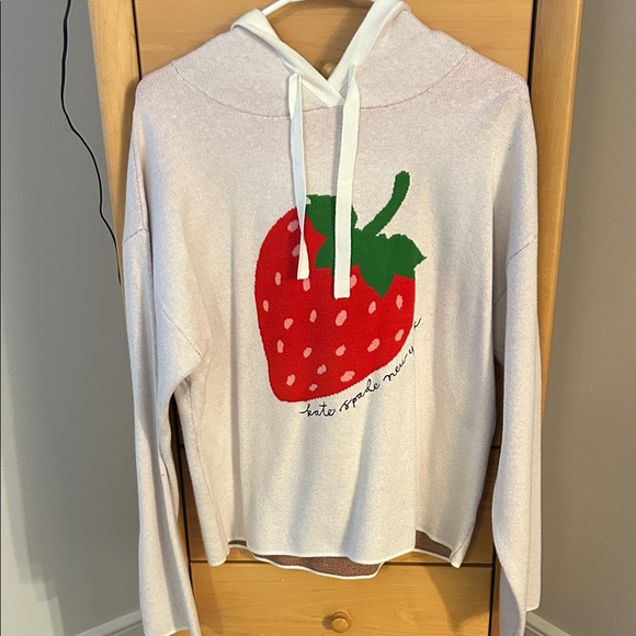 kate spade Sweaters - Kate Spade  Sweater Hoodie with Strawberry Design - Cream and Red
